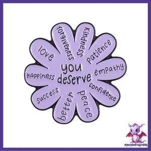 Purple Flower Shaped Motivational Pin